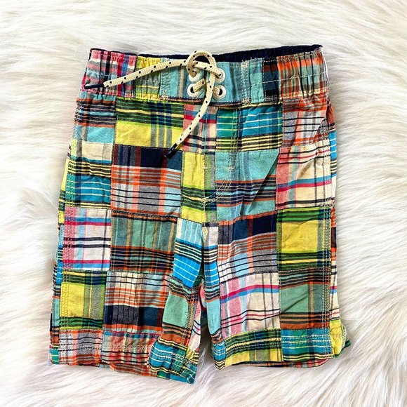 GAP Other - Gap Kids Boys Madras Plaid Patchwork Swim Trunks